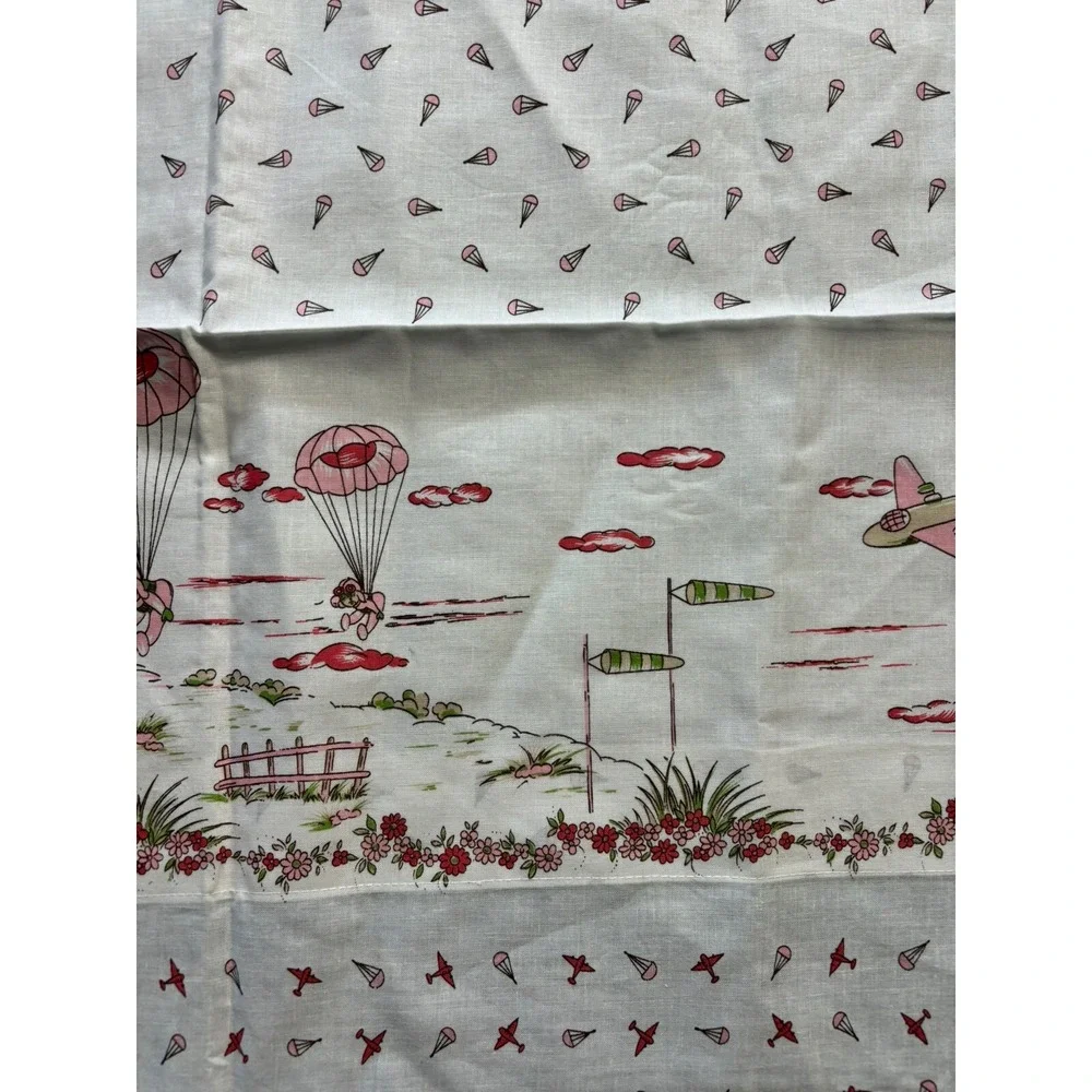 1940s Military Paratrooper Childrens Twin Fitted Sheet Pillow Sham Parachute